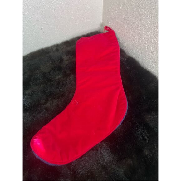 New Needlepoint Embroidered Christmas Stocking Bear/Rocking/Horse/Velvet - Picture 5 of 5